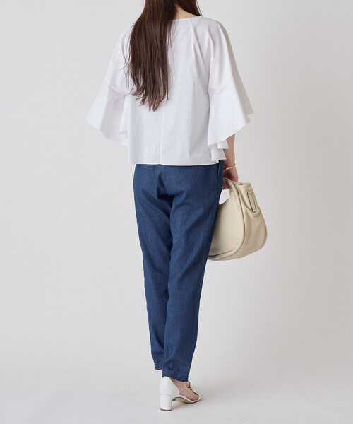 LIVETART(リヴェタート)の「フレアデザインスリーブブラウス(シャツ/ブラウス・レディース・ホワイト/グリーン・FREE)」の14枚目の写真