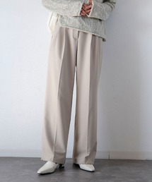 ダブルタックベーシックスラックス/double tuck basic slacks ロング丈 シンプル きれいめ オフィスカジュアル モード