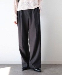 ダブルタックベーシックスラックス／double tuck basic slacks ロング丈 シンプル きれいめ オフィスカジュアル モード