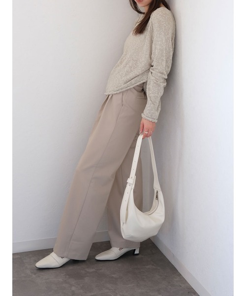Reurie'（レウリィ）の「ダブルタックベーシックスラックス／double tuck basic slacks ロング丈 シンプル きれいめ オフィスカジュアル モード（スラックス・レディース・チャコールグレー/ベージュ・S/M）」の6枚目の写真