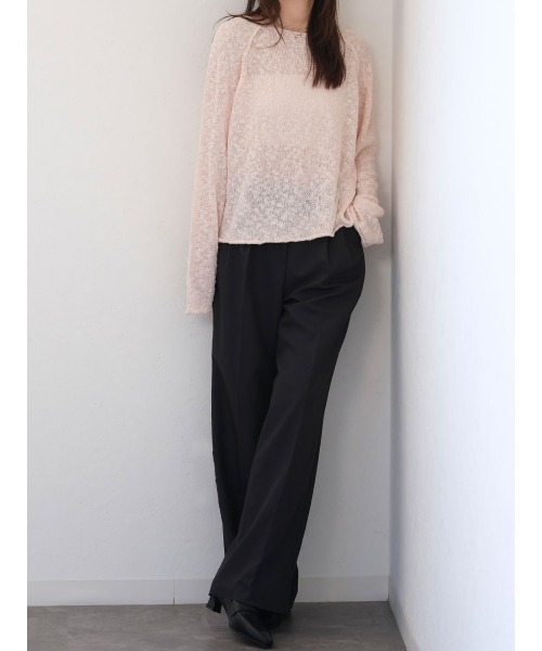 Reurie'（レウリィ）の「ダブルタックベーシックスラックス／double tuck basic slacks ロング丈 シンプル きれいめ オフィスカジュアル モード（スラックス・レディース・チャコールグレー/ベージュ・S/M）」の11枚目の写真