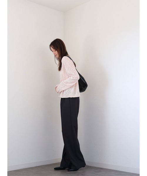 Reurie'（レウリィ）の「ダブルタックベーシックスラックス／double tuck basic slacks ロング丈 シンプル きれいめ オフィスカジュアル モード（スラックス・レディース・チャコールグレー/ベージュ・S/M）」の14枚目の写真