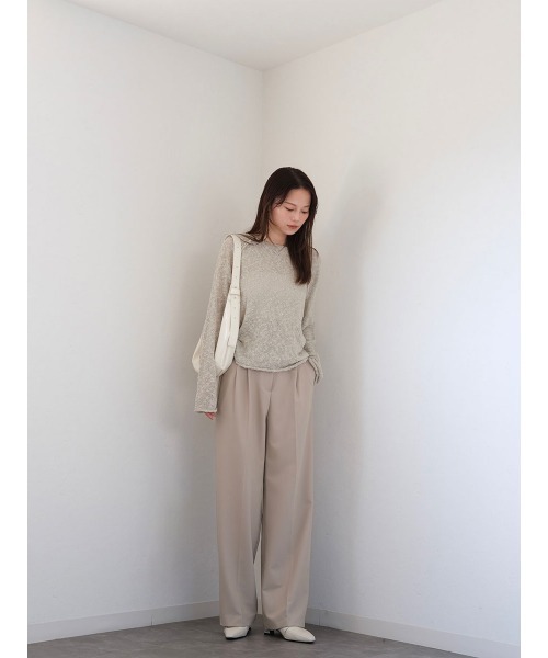 Reurie'（レウリィ）の「ダブルタックベーシックスラックス／double tuck basic slacks ロング丈 シンプル きれいめ オフィスカジュアル モード（スラックス・レディース・チャコールグレー/ベージュ・S/M）」の16枚目の写真