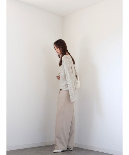 Reurie'（レウリィ）の「ダブルタックベーシックスラックス／double tuck basic slacks ロング丈 シンプル きれいめ オフィスカジュアル モード（スラックス・レディース・チャコールグレー/ベージュ・S/M）」の17枚目の写真