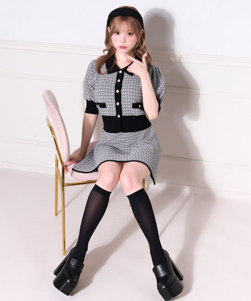 apres jour(アプレジュール)の「【セットアップ可能】ツイードニットトップス(カーディガン/ボレロ・レディース・ホワイト系その他/ピンク系その他/ブルー系その他/ブラック系その他・フリー/X-LARGE)」の19枚目の写真