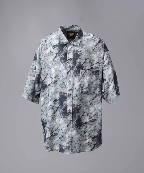 新品未使用品　日本製バイカラーモノトーンプリント　シャツコート UNISEX》【LIMITED EDITION】ORIGINAL GRAPHIC Prime-Over