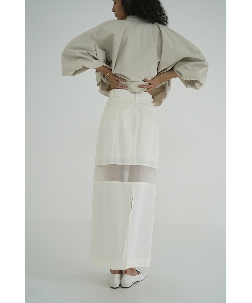 CLANE（クラネ）の「CLANE SHEER SWITCHING STRAIGHT SKIRT 18109-6052