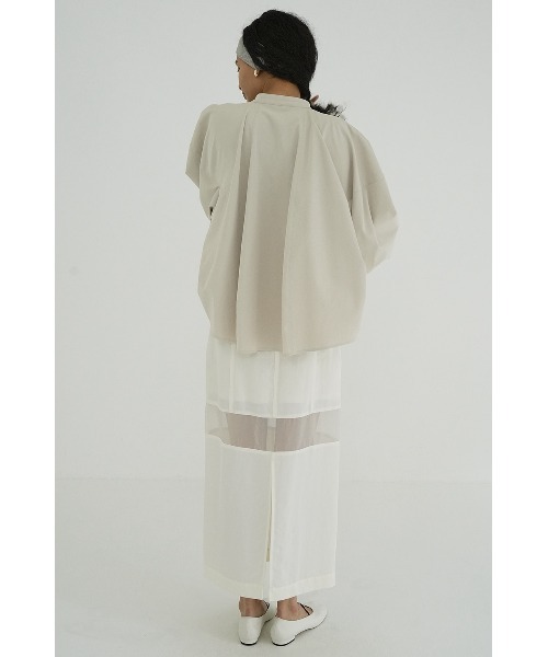 CLANE SHEER SWITCHING STRAIGHT SKIRT