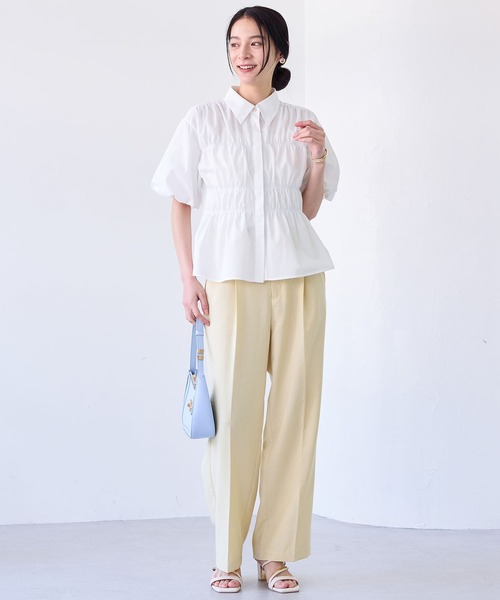 ブラウス シャツ 「ZOZO限定商品」ウエストシャーリングヘムバルーントップス レディース La-gemme ブラウス シャツ ドローストリングヘムシャツ