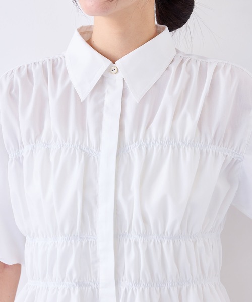 ブラウス シャツ 「新色追加」「店頭人気」シャーリングバルーンシャツ レディース VIS ブラウス シャツ 「新色追加」「店頭人気」シャーリング