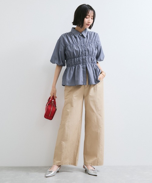 【店頭人気】シャーリングバルーンシャツ VIS ブラウス シャツ 「新色追加」「店頭人気」シャーリング