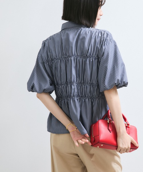 VIS(ビス)の「【店頭人気】シャーリングバルーンシャツ(シャツ/ブラウス・レディース・ピンク系その他2/ホワイト/グレー/ブルー/ブルー系その他/ブルー系その他5・FREE)」の10枚目の写真