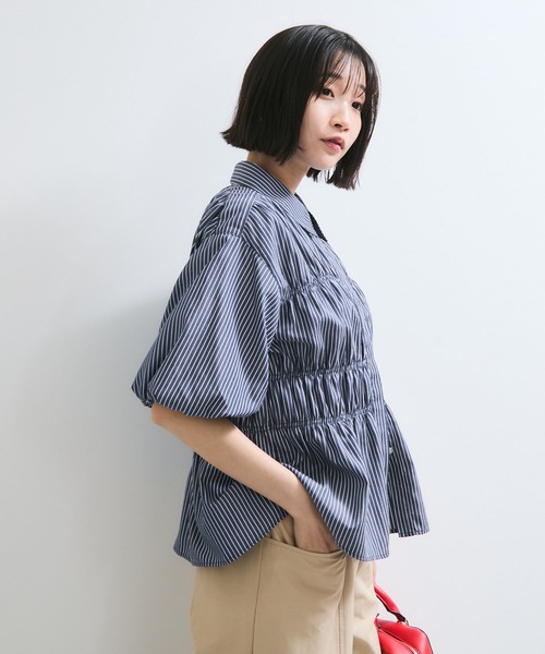 ブラウス シャツ 「新色追加」「店頭人気」シャーリングバルーンシャツ レディース VIS ブラウス シャツ 「新色追加」「店頭人気」シャーリング