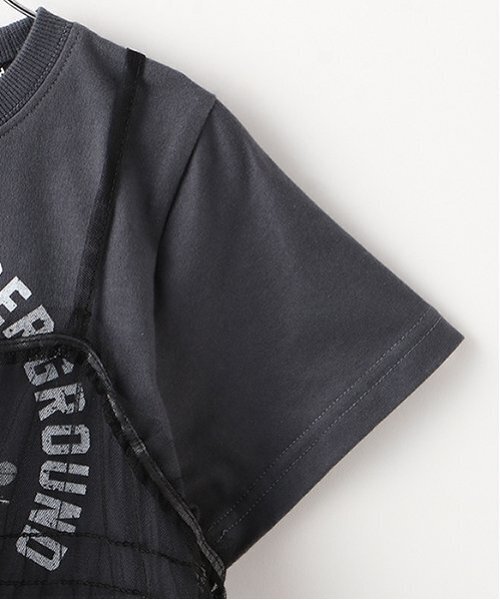 X-girl Stages（エックスガールステージス）の「チュールドッキングヴィンテージ半袖T（Tシャツ/カットソー・キッズ・チャコール/オフホワイト・140cm/130cm/100cm/110cm/120cm/90cm）」の13枚目の写真