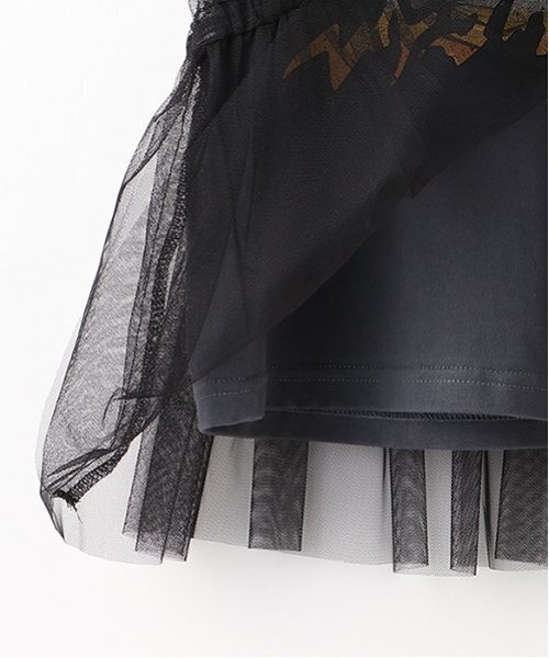 X-girl Stages（エックスガールステージス）の「チュールドッキングヴィンテージ半袖T（Tシャツ/カットソー・キッズ・チャコール/オフホワイト・140cm/130cm/100cm/110cm/120cm/90cm）」の11枚目の写真