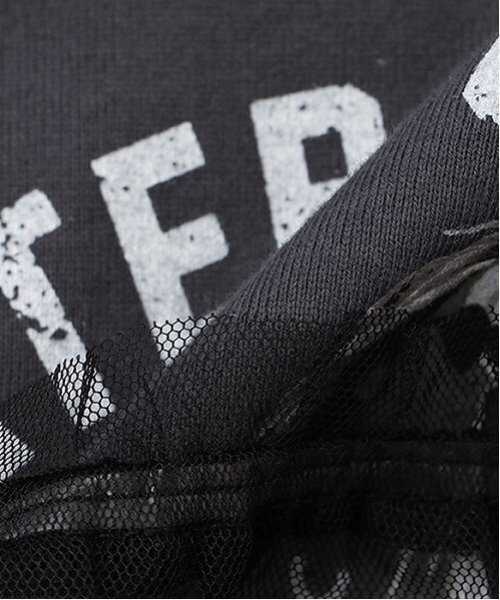 X-girl Stages（エックスガールステージス）の「チュールドッキングヴィンテージ半袖T（Tシャツ/カットソー・キッズ・チャコール/オフホワイト・140cm/130cm/100cm/110cm/120cm/90cm）」の10枚目の写真