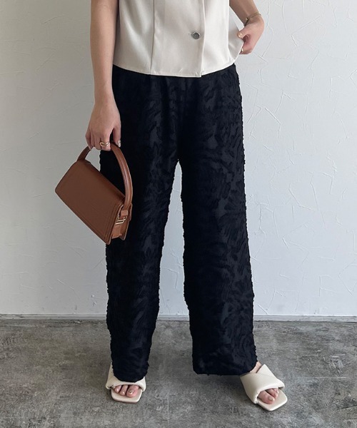 ECLAM(クラム)の「フリンジジャカードタックパンツ(その他パンツ・レディース・ブラック/アイボリー・M)」の21枚目の写真