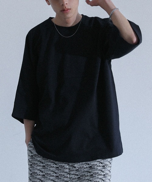 MDR(エムディアール)の「切替デザインドルマンルーズシルエット半袖Tシャツ(Tシャツ/カットソー・メンズ・グレイッシュベージュ/ネイビー/ブラック・L/M)」の2枚目の写真