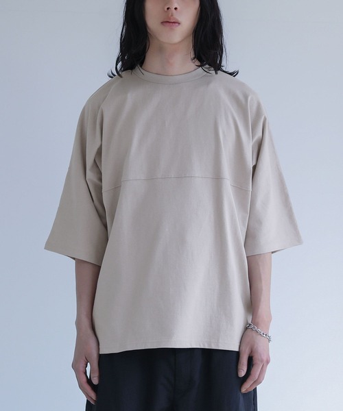 MDR(エムディアール)の「切替デザインドルマンルーズシルエット半袖Tシャツ(Tシャツ/カットソー・メンズ・グレイッシュベージュ/ネイビー/ブラック・L/M)」の6枚目の写真