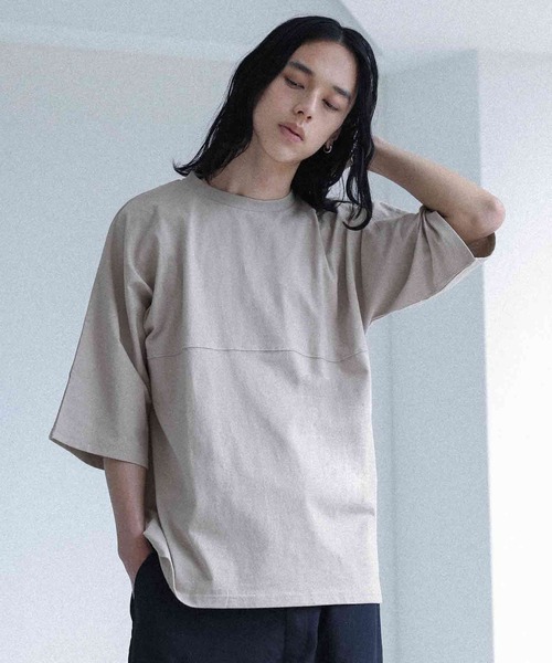 MDR(エムディアール)の「切替デザインドルマンルーズシルエット半袖Tシャツ(Tシャツ/カットソー・メンズ・グレイッシュベージュ/ネイビー/ブラック・L/M)」の5枚目の写真