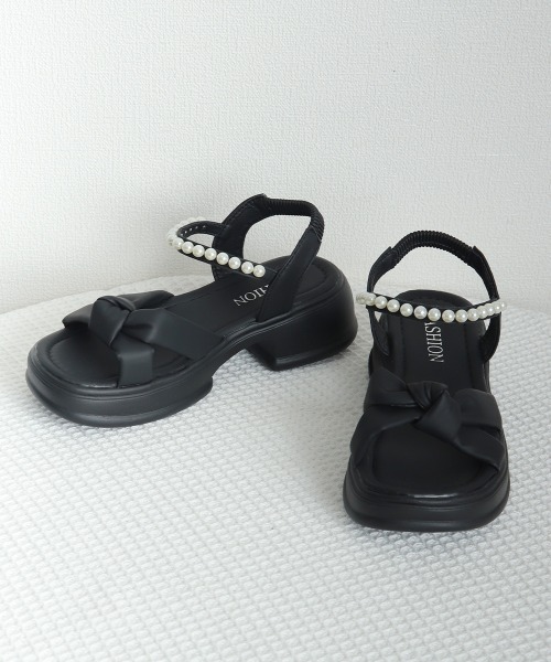 Miniministore(ミニミニストア)の「太ヒールサンダル レディース パール付き(サンダル・レディース・ブラック/クリーム/アイボリー・25.0cm/23.0cm/24.0cm/23.5cm/24.5cm/22.5cm)」の16枚目の写真