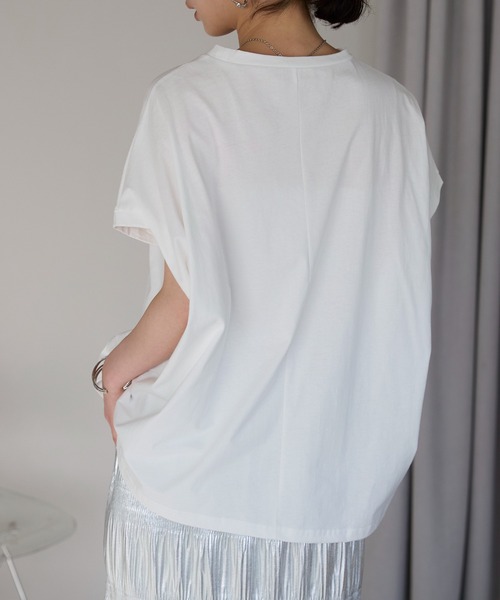 each(イーチ)の「ミニロゴフレンチスリーブワイドTシャツ(Tシャツ/カットソー・レディース・ホワイト/ブラック・FREE)」の8枚目の写真