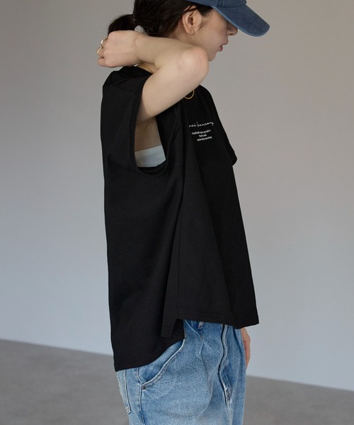 each(イーチ)の「ミニロゴフレンチスリーブワイドTシャツ(Tシャツ/カットソー・レディース・ホワイト/ブラック・FREE)」の17枚目の写真