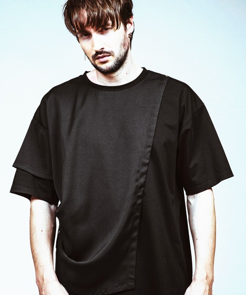 NO ID.(ノーアイディ)の「【NO ID.】Rivet Drape Big T-shirt / リベット ドレープ ビッグ Tシャツ(Tシャツ/カットソー・メンズ・グレー/ブラック/ホワイト・ONE SIZE)」の2枚目の写真