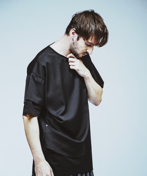 NO ID.(ノーアイディ)の「【NO ID.】Rivet Drape Big T-shirt / リベット ドレープ ビッグ Tシャツ(Tシャツ/カットソー・メンズ・グレー/ブラック/ホワイト・ONE SIZE)」の7枚目の写真