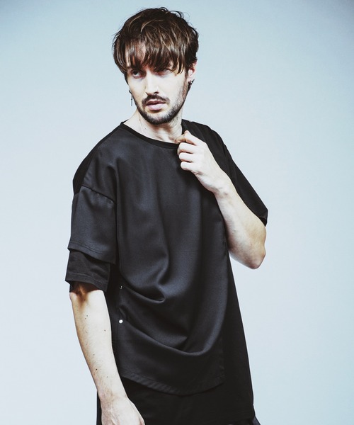 NO ID.(ノーアイディ)の「【NO ID.】Rivet Drape Big T-shirt / リベット ドレープ ビッグ Tシャツ(Tシャツ/カットソー・メンズ・グレー/ブラック/ホワイト・ONE SIZE)」の8枚目の写真