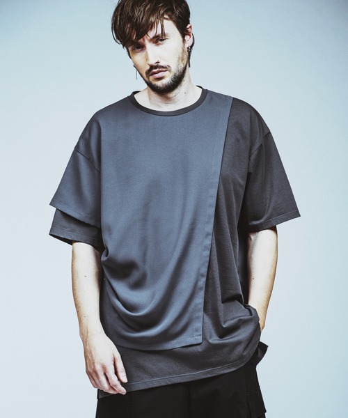 NO ID.(ノーアイディ)の「【NO ID.】Rivet Drape Big T-shirt / リベット ドレープ ビッグ Tシャツ(Tシャツ/カットソー・メンズ・グレー/ブラック/ホワイト・ONE SIZE)」の17枚目の写真