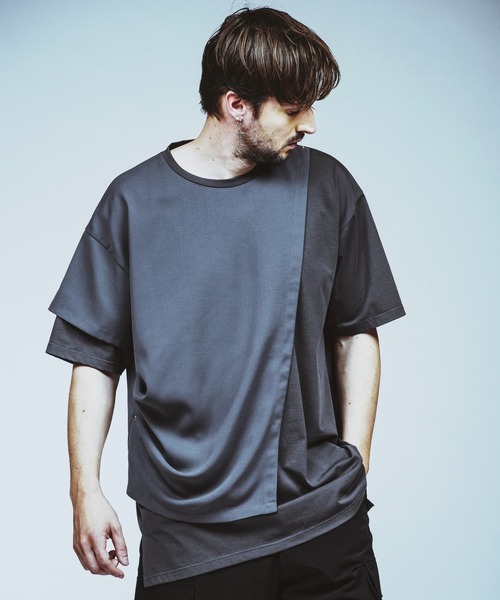 NO ID.(ノーアイディ)の「【NO ID.】Rivet Drape Big T-shirt / リベット ドレープ ビッグ Tシャツ(Tシャツ/カットソー・メンズ・グレー/ブラック/ホワイト・ONE SIZE)」の18枚目の写真