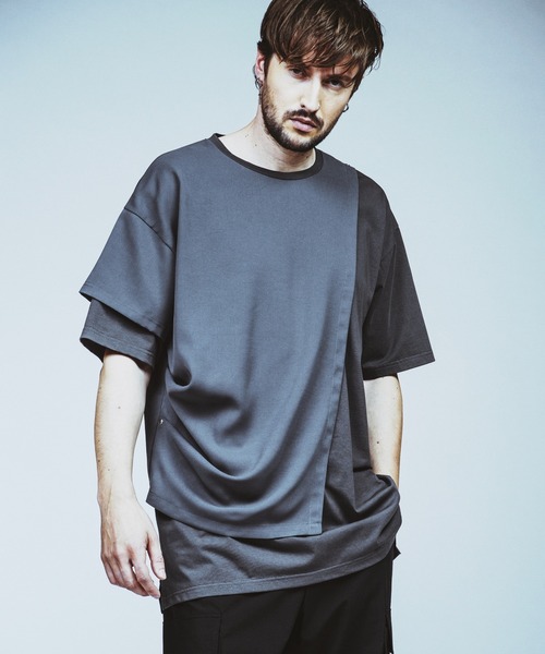 NO ID.(ノーアイディ)の「【NO ID.】Rivet Drape Big T-shirt / リベット ドレープ ビッグ Tシャツ(Tシャツ/カットソー・メンズ・グレー/ブラック/ホワイト・ONE SIZE)」の19枚目の写真