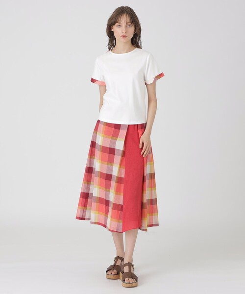 BLUE LABEL CRESTBRIDGE バックチェックTシャツ セール】 ハイストレッチシャドーチェックTシャツ （カットソー