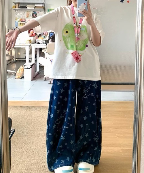 AsRiRe（アスリレイ）の「《新柄追加》綿100％　スタークラッシュ/アップルプリントTシャツ（Tシャツ/カットソー・レディース・ホワイト/ホワイト系その他/ライトグレー/ホワイト系2・M）」の11枚目の写真