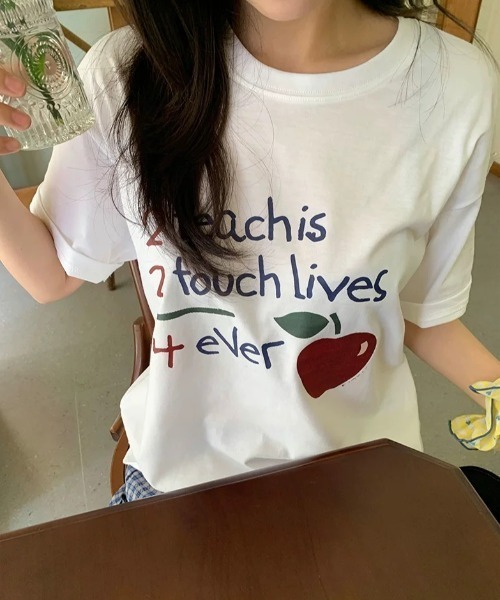 AsRiRe（アスリレイ）の「《新柄追加》綿100％　スタークラッシュ/アップルプリントTシャツ（Tシャツ/カットソー・レディース・ホワイト/ホワイト系その他/ライトグレー/ホワイト系2・M）」の16枚目の写真