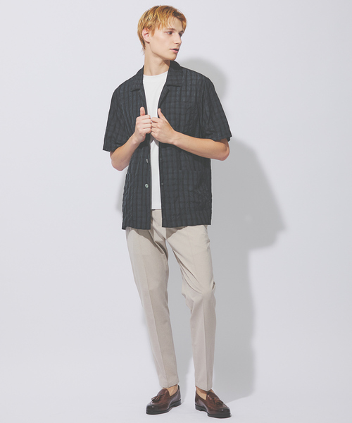 DESIGNWORKS(デザインワークス)の「【超軽量】シアー オープンカラー チェックシャツ(シャツ/ブラウス・メンズ・ネイビー/スミクロ・46/48/50)」の16枚目の写真