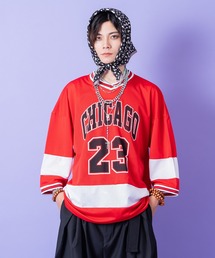 a.p.o.v. CHICAGOロゴオーバーサイズメッシュゲームシャツ