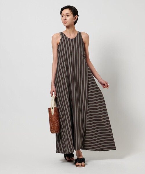 美品★ユナイテッドアローズ　フィット＆フレア ストライプ マキシワンピース　S UNITED ARROWS（ユナイテッドアローズ）の「UBCS フィット