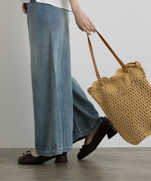 Lunea（ルネア）の「クロシェサマートートバッグ（トートバッグ・レディース・ホワイト/ブラウン・FREE）」の2枚目の写真