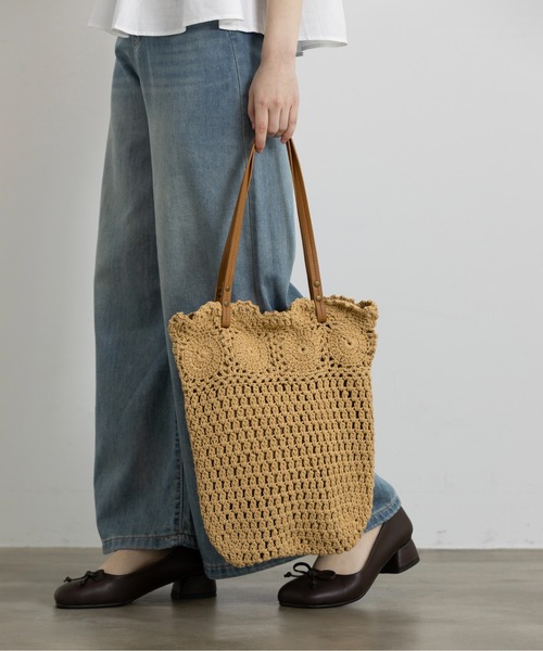 Lunea（ルネア）の「クロシェサマートートバッグ（トートバッグ・レディース・ホワイト/ブラウン・FREE）」の21枚目の写真