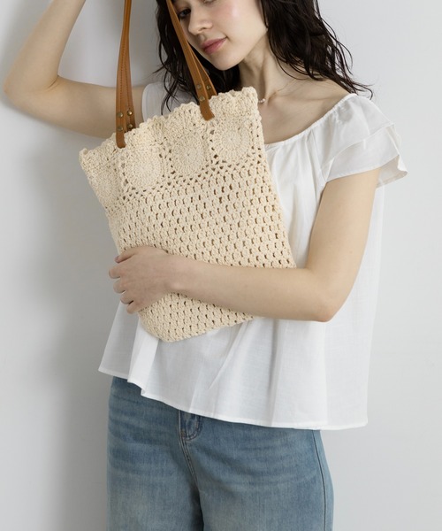 Lunea（ルネア）の「クロシェサマートートバッグ（トートバッグ・レディース・ホワイト/ブラウン・FREE）」の20枚目の写真