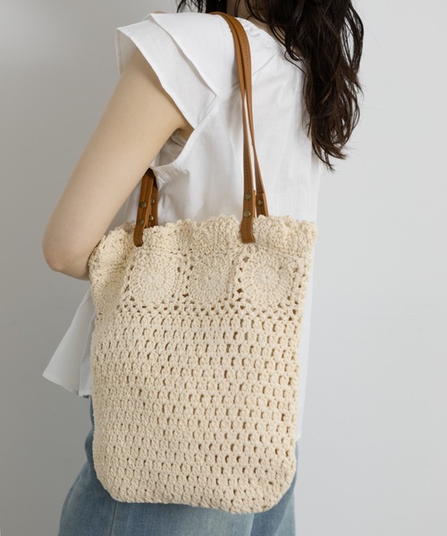 Lunea（ルネア）の「クロシェサマートートバッグ（トートバッグ・レディース・ホワイト/ブラウン・FREE）」の17枚目の写真