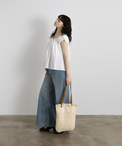 Lunea（ルネア）の「クロシェサマートートバッグ（トートバッグ・レディース・ホワイト/ブラウン・FREE）」の14枚目の写真