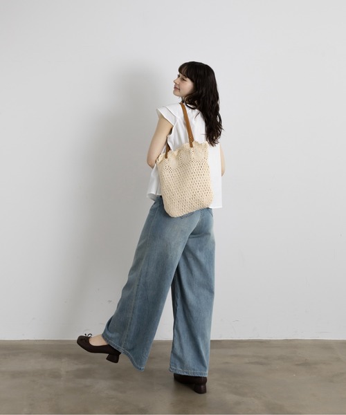 Lunea（ルネア）の「クロシェサマートートバッグ（トートバッグ・レディース・ホワイト/ブラウン・FREE）」の9枚目の写真