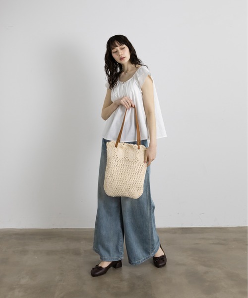 Lunea（ルネア）の「クロシェサマートートバッグ（トートバッグ・レディース・ホワイト/ブラウン・FREE）」の10枚目の写真