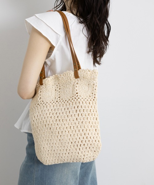 Lunea（ルネア）の「クロシェサマートートバッグ（トートバッグ・レディース・ホワイト/ブラウン・FREE）」の16枚目の写真