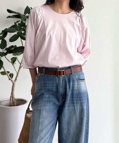 fredy emue(フレディエミュ)の「シルケット袖ギャザーカットソーブラウス(Tシャツ/カットソー・レディース・ベージュ/オフホワイト/チャコールグレー/ベビーピンク・38)」の9枚目の写真