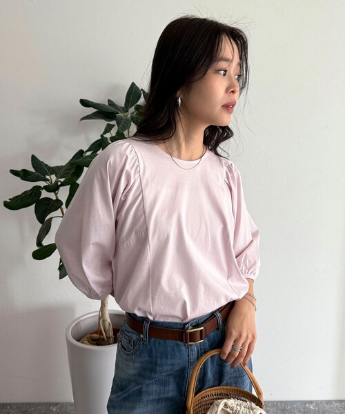 fredy emue(フレディエミュ)の「シルケット袖ギャザーカットソーブラウス(Tシャツ/カットソー・レディース・ベージュ/オフホワイト/チャコールグレー/ベビーピンク・38)」の12枚目の写真
