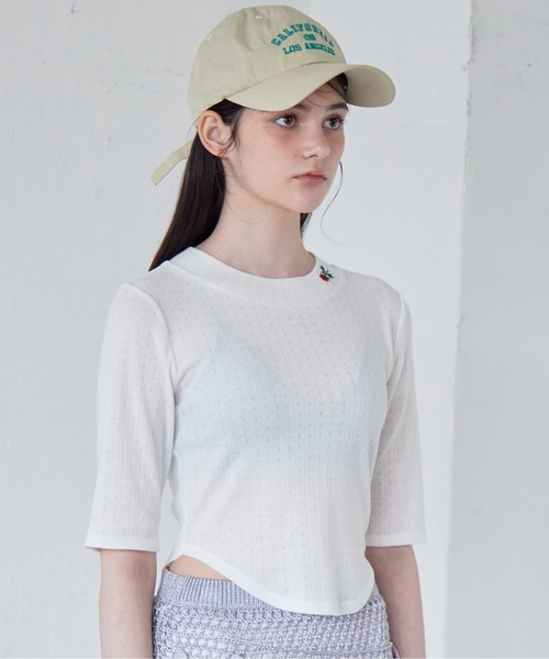 etre loin（エトルワン）の「Rose embroidery eyelet short top（Tシャツ/カットソー・レディース・グレー/ホワイト/ミント・M）」の11枚目の写真